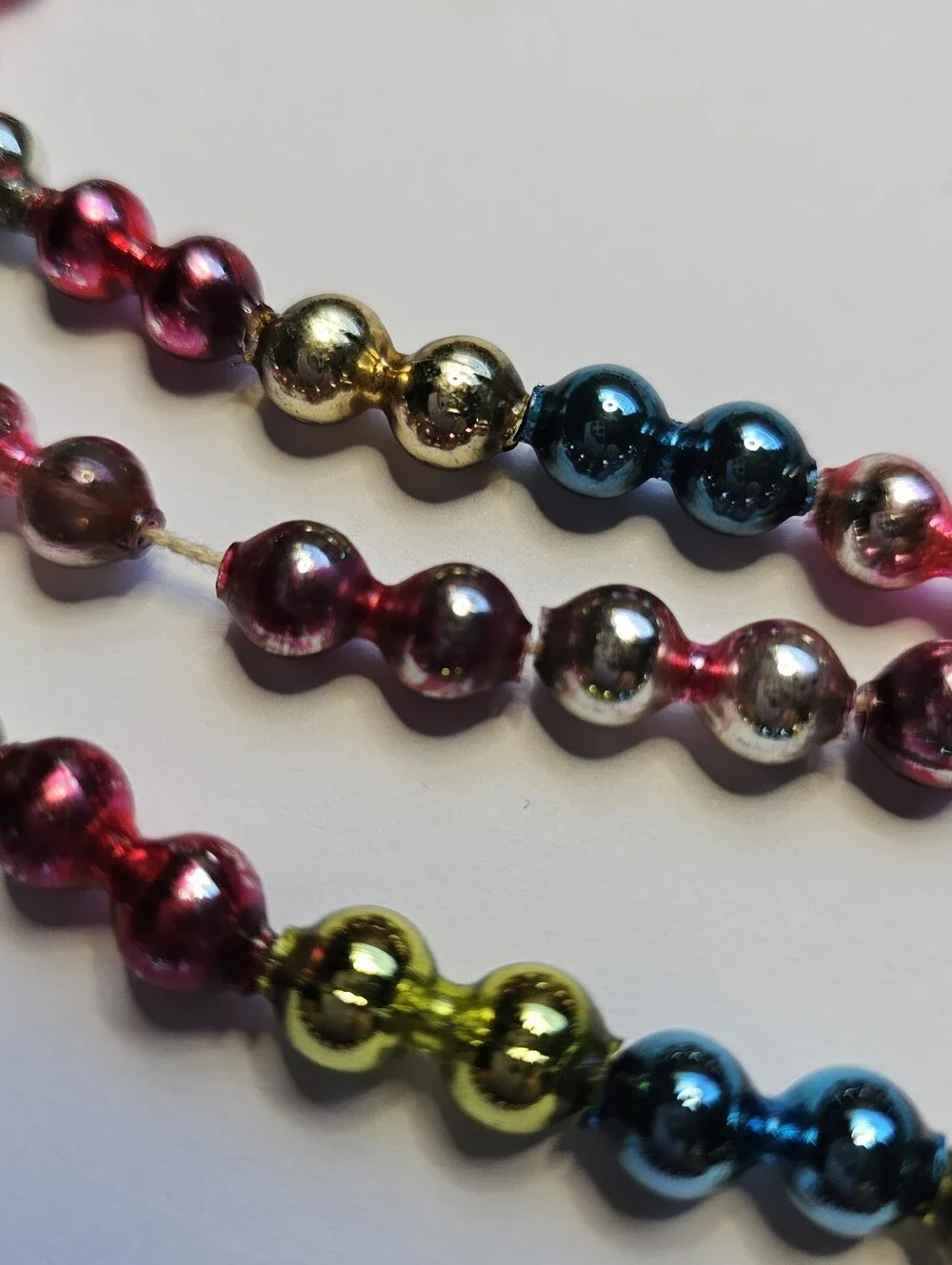 Vintage Multi-color Mercury Glass Bead Tree Garland Vintage 1950's Retro 8 Ft